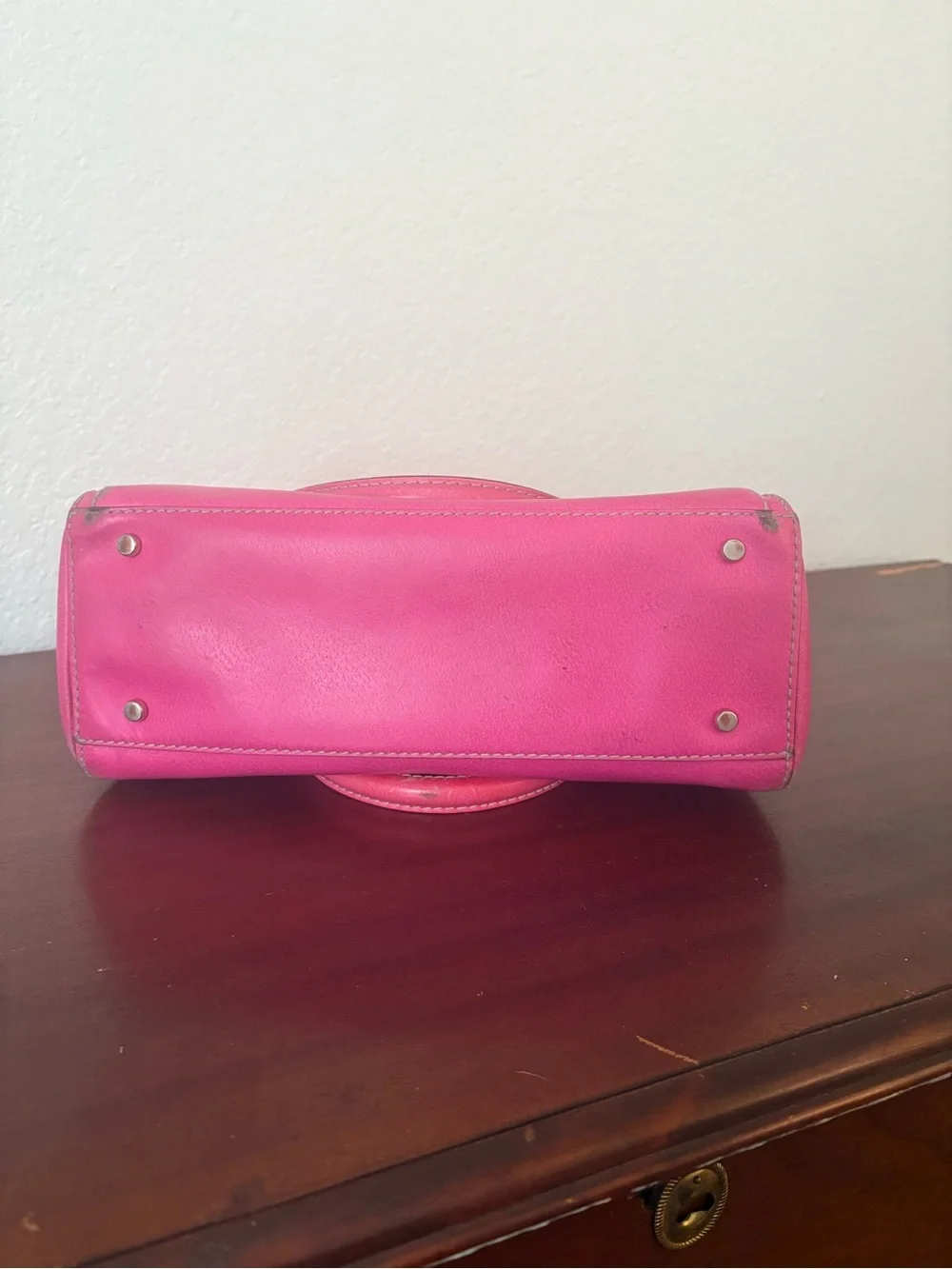 Kate Spade New York Pink Pebbled Leather Bowling Satchel | Gold Hardware